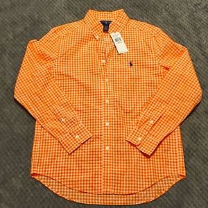 Orange and White Boys Button Down Shirt